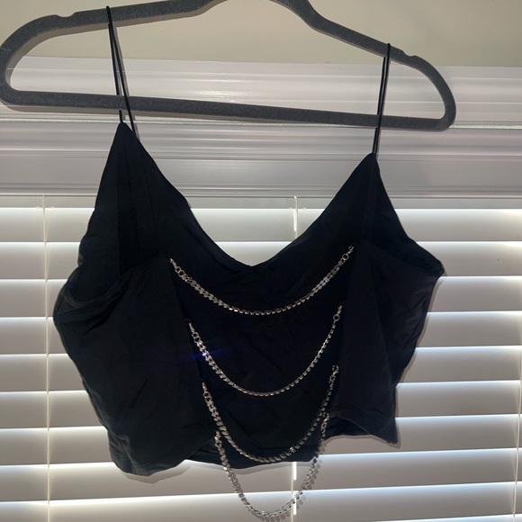 Black cami with open back and diamond chain - Picture 2 of 2